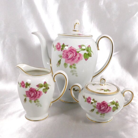 Rosenthal Floral Coffee Pot Sugar Bowl and Creamerin Aida # 24544